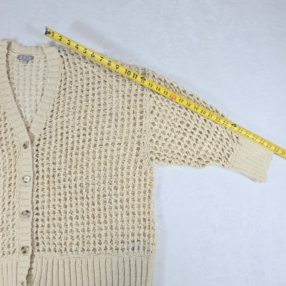 J. CREW Montauk relaxed Cardigan Open Knit Sweater Size 2XL Beige Academia Beach